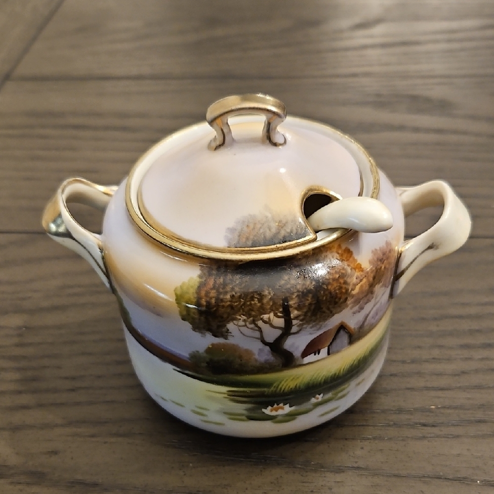 Elegant Vintage Nippon Cream and Gold Serveware Jar